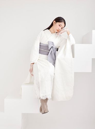 無地の振袖前撮りフォト